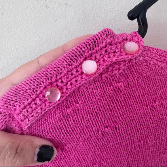 American Vintage Cottage Core Knit Handmade Pink Sweater Costal Grandma - Picture 10 of 10
